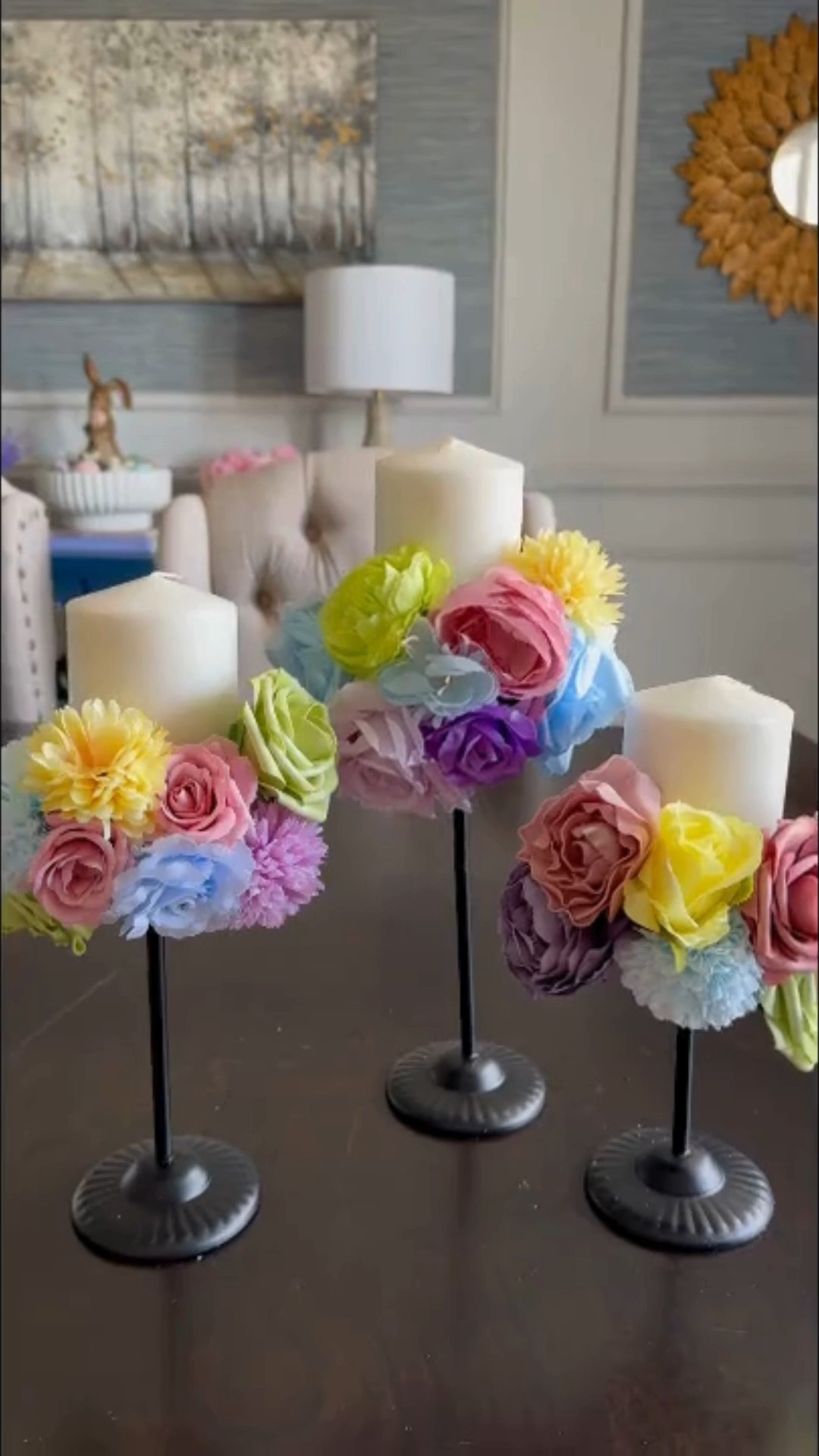 These candle holders needed a spring moment.Spring is all about color and flowers so I figured why not add both to my candle holders. A few faux flowers and they went from plain to the perfect spring piece for any room in the house.

#LTKSeasonal #LTKHome #LTKvlog