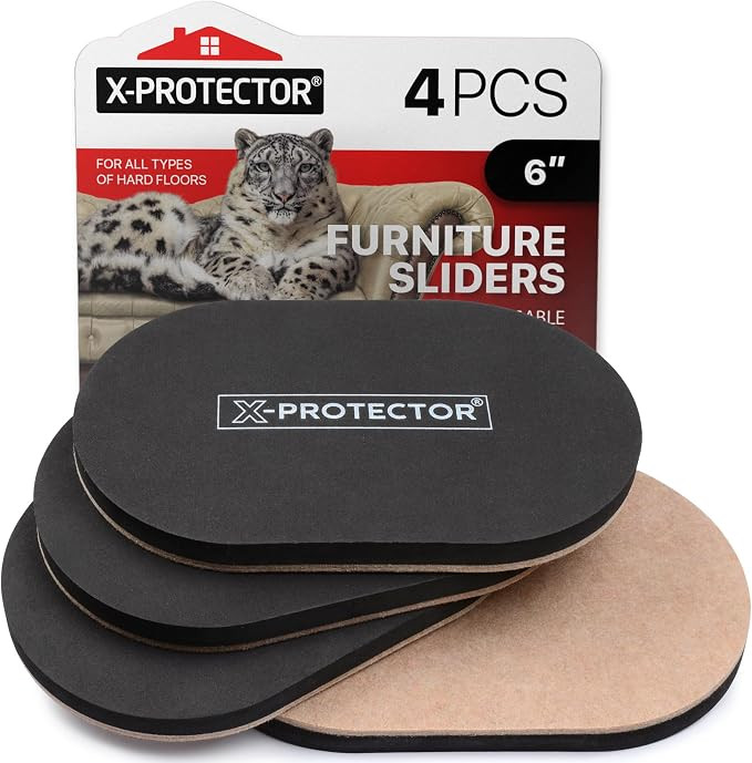 X-Protector Felt Furniture Sliders Hardwood Floors - 4 PCS 6" x 3 1/2" Furniture Sliders - Heavy ... | Amazon (US)