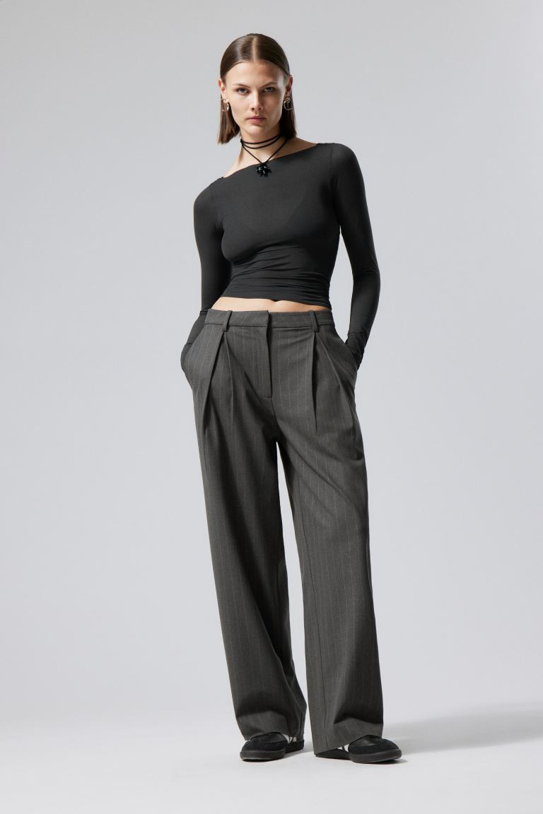Zia Suit Trousers - Grey Pinstripe - Ladies | H&M GB | H&M (UK, MY, IN, SG, PH, TW, HK)