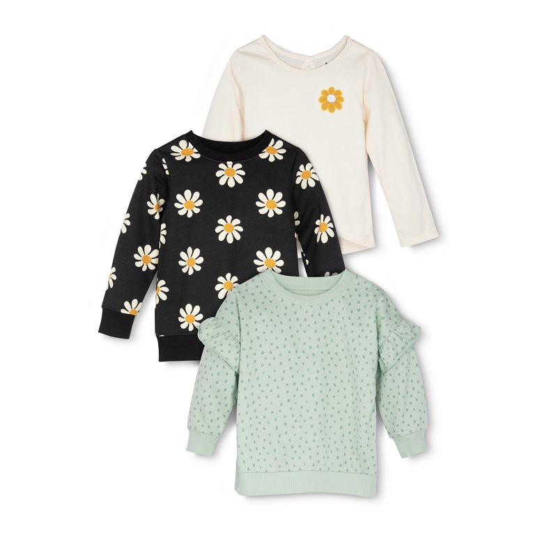 Little Star Organic Toddler Girl 3Pc Mixed Set T-Shirts, Sizes 12M-5T | Walmart (US)