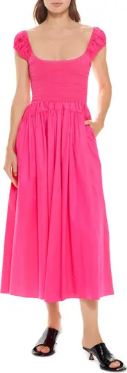 Smock Bodice Cap Sleeve Cotton Dress | Nordstrom