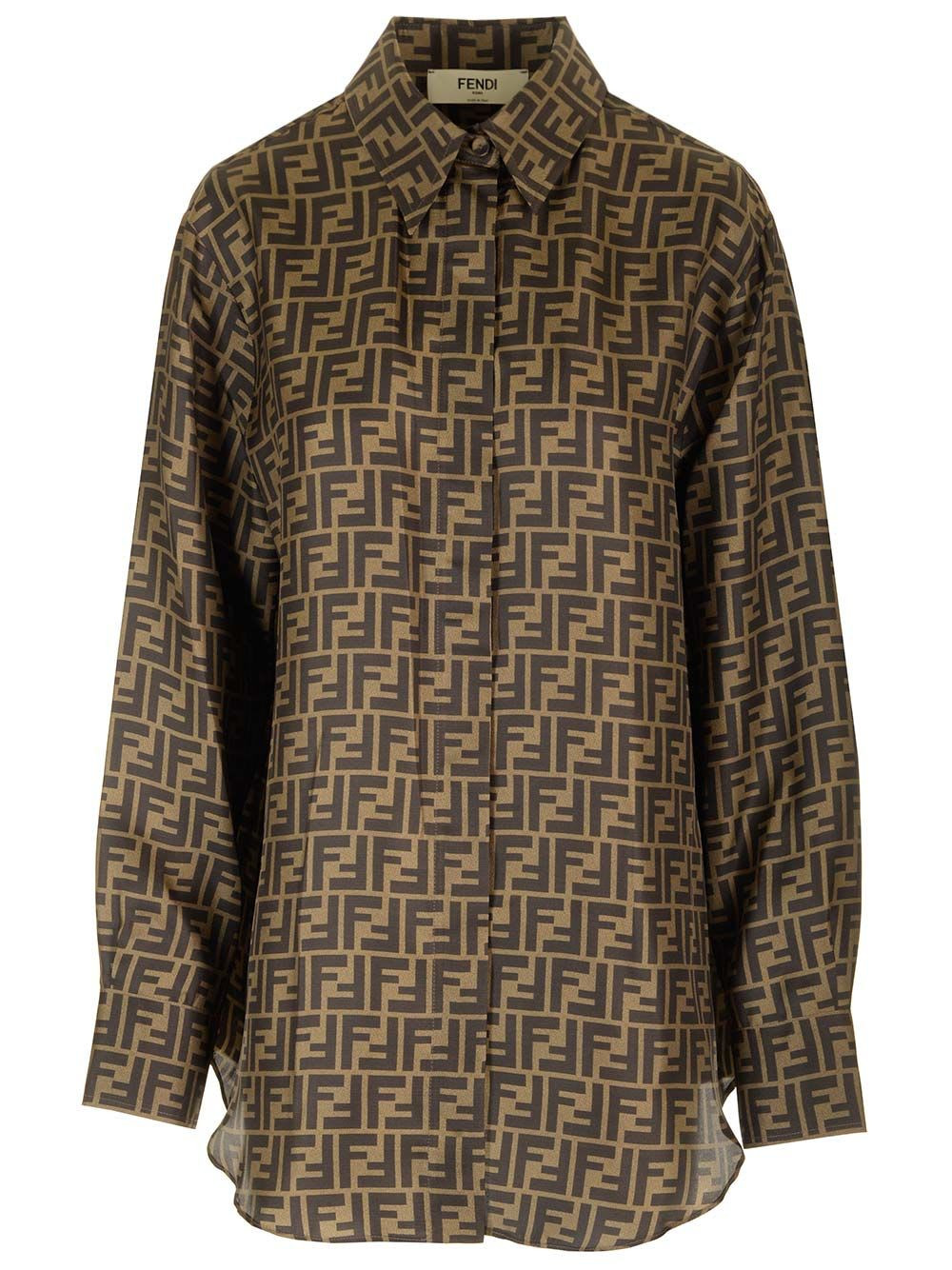 Fendi Brown Ff Silk Shirt | Italist.com US