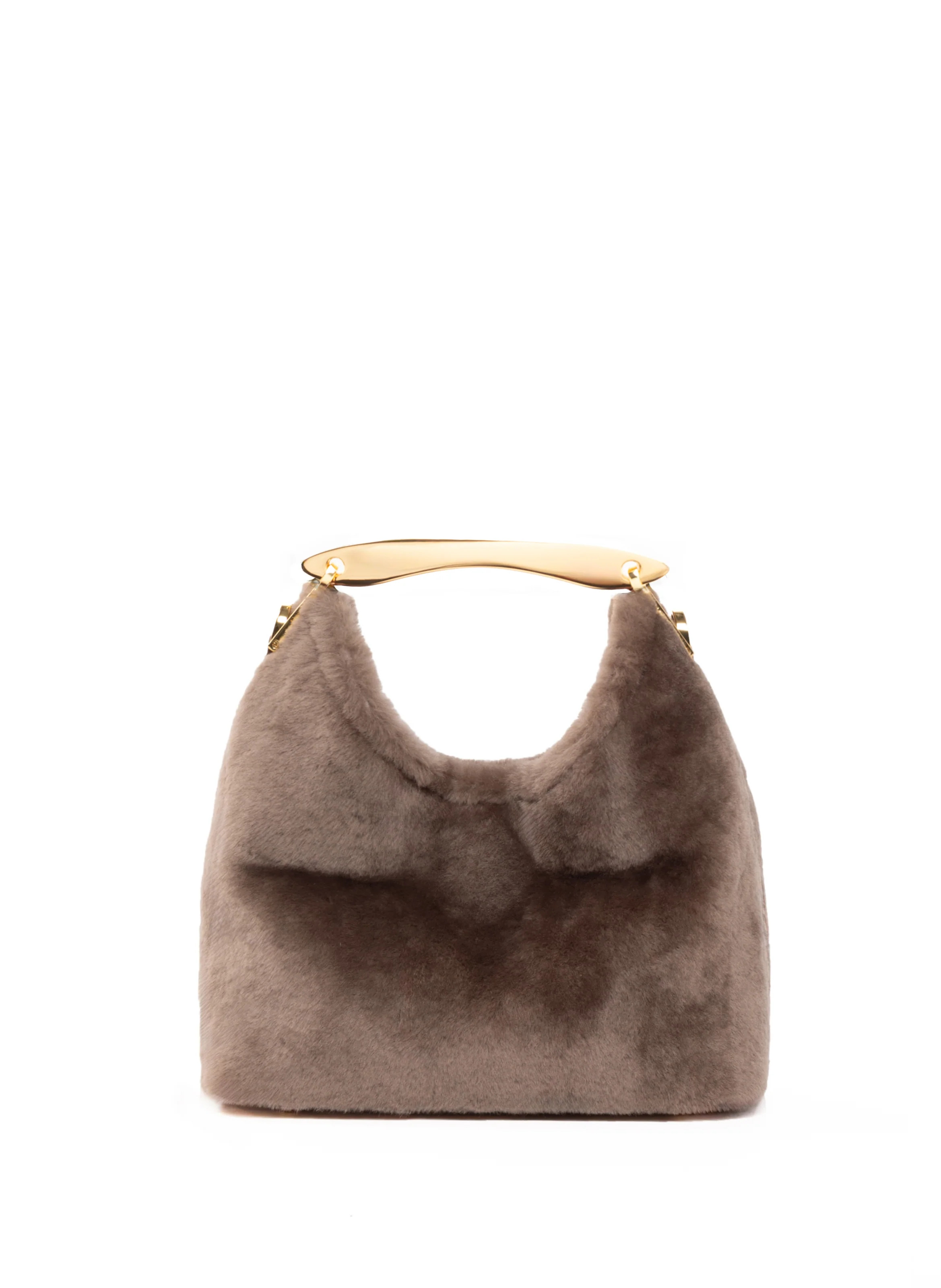 Small Boomerang Shearling Taupe - Designer Handbags - Elleme | Elleme