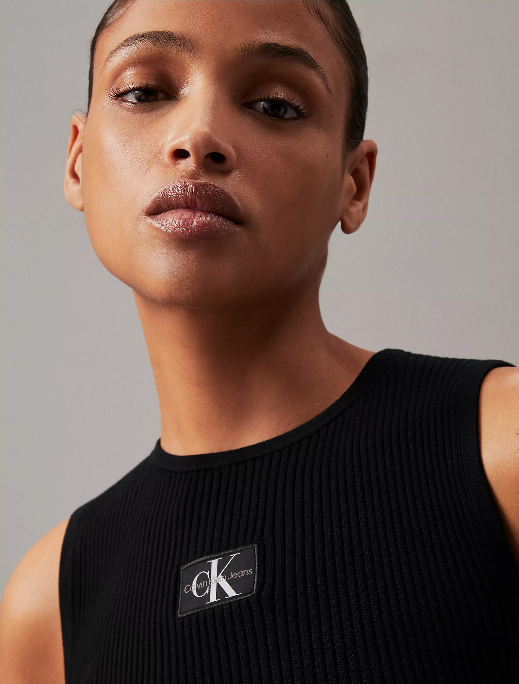 Ribbed Monogram Logo Sweater Tank Top | Calvin Klein | Calvin Klein (US)