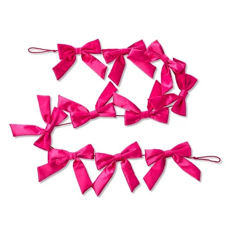 Satin Bow Christmas Garland, Pink, 6', by Holiday Time | Walmart (US)