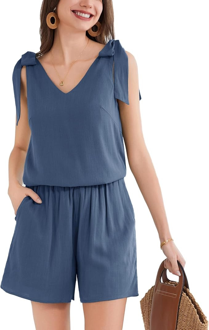 GRACE KARIN 2024 Women's 2 Piece Outfits Summer Short Sets Sleeveless Tie Knot Straps Top and Sho... | Amazon (US)