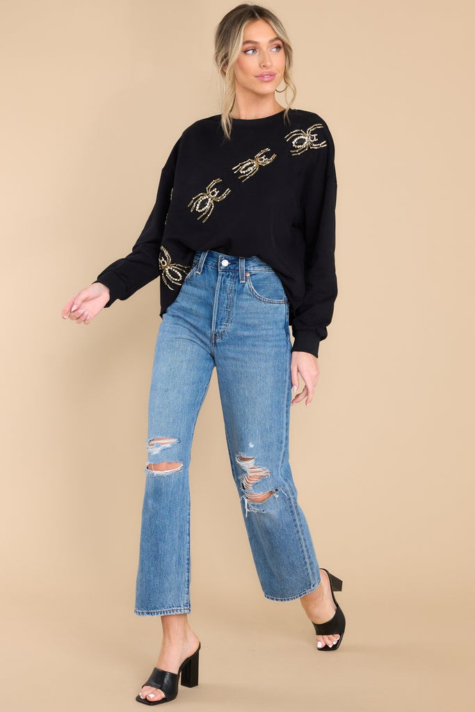 Black Embellished Spider Sweatshirt | Red Dress 