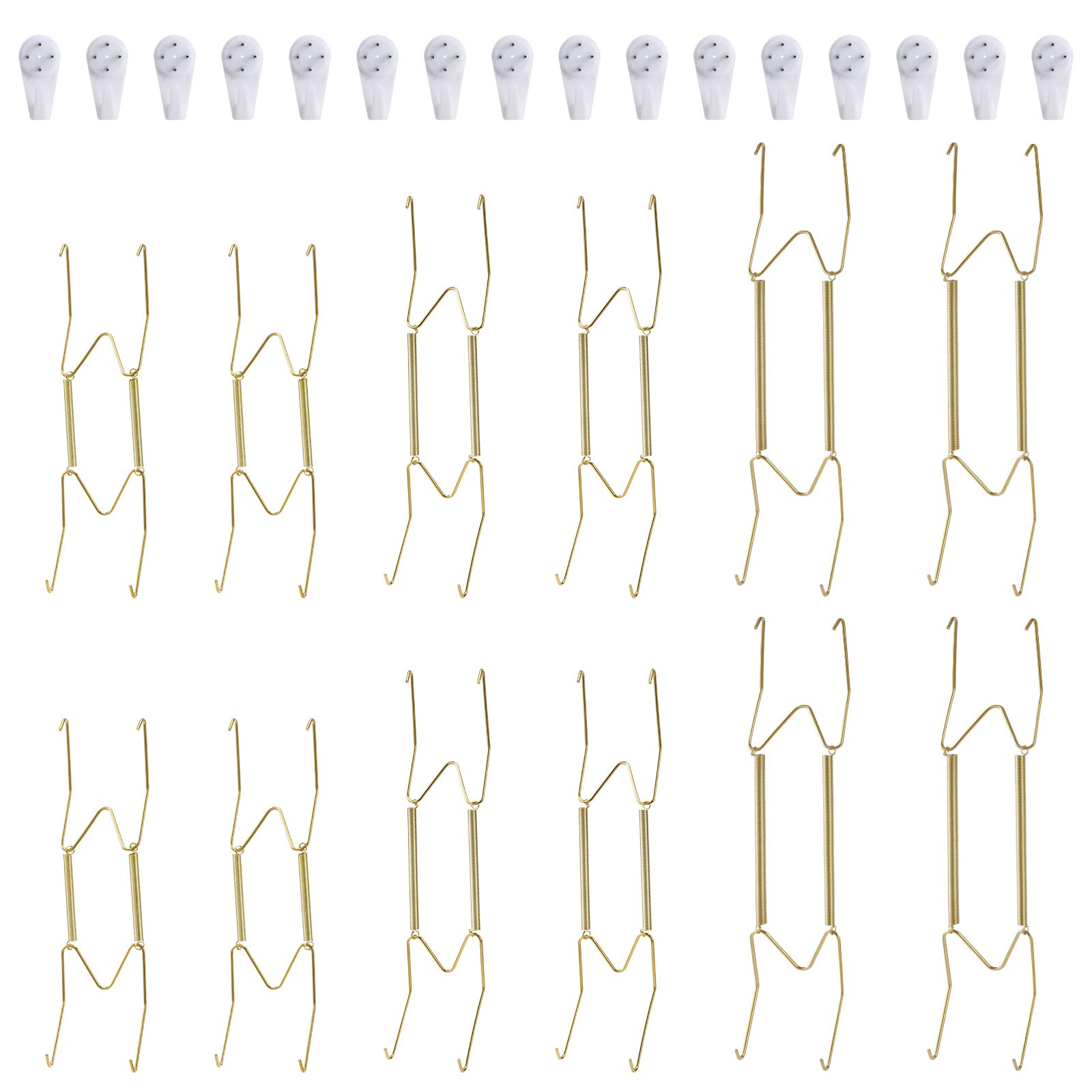 12 Piece Plate Hangers, 8/10/12 Inch Invisible Brass Wall Plate Hangers, Comes with 16 Piece Wall... | Amazon (US)
