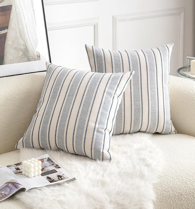 Decorative Boho Throw Pillow Covers, Farmhouse Textured Pillow Case, 18 x 18 Inch Set of 2, Chair... | Amazon (US)