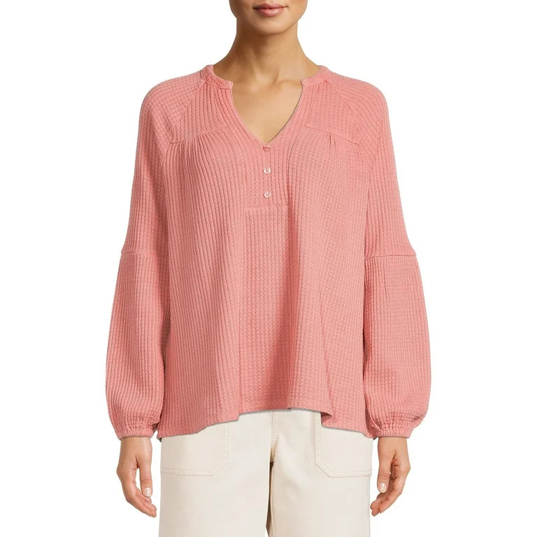 Time and Tru Women's Waffle Peasant Top | Walmart (US)