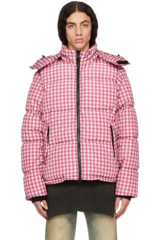 Red & White Hooded Puffer Jacket | SSENSE