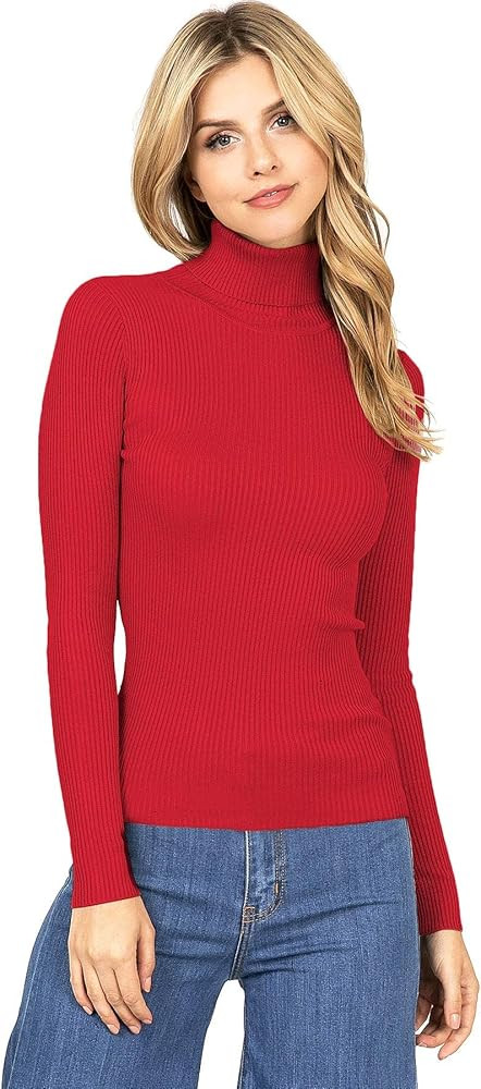 Ambiance Apparel Women's Ribbed Long Sleeve Turtleneck Top | Amazon (US)