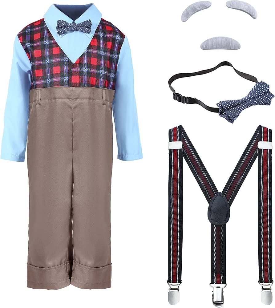 Rabtero Kids Old Man Costume, 100th Day of School Costume for Boys, Grandpa Cosplay Costume Set Kit  | Amazon (US)