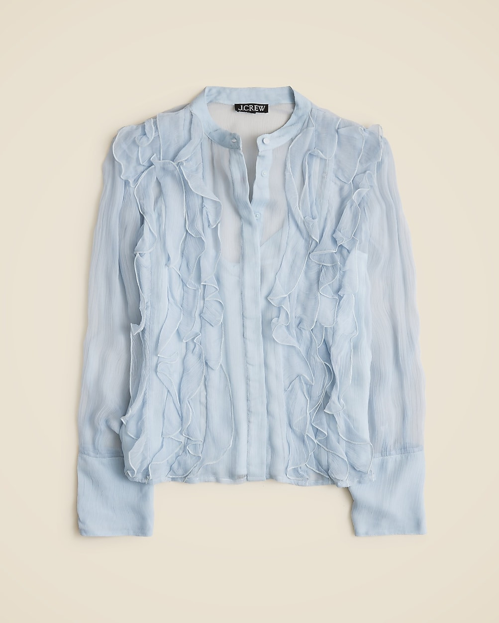 Ruffle-front top in crinkle cupro | J. Crew US