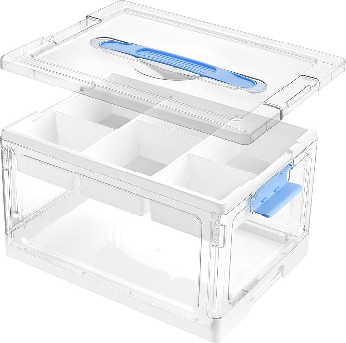 Vtopmart 24 QT Blue Clear Craft Organizer with Tray & Dividers, 1 Pack | Amazon (US)