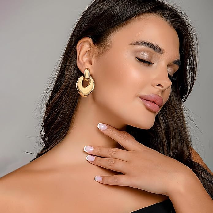 Gold Silver Hoop Dangle Earrings For Women Statement Retro Earrings Multiple Styles Jewelry for B... | Amazon (US)