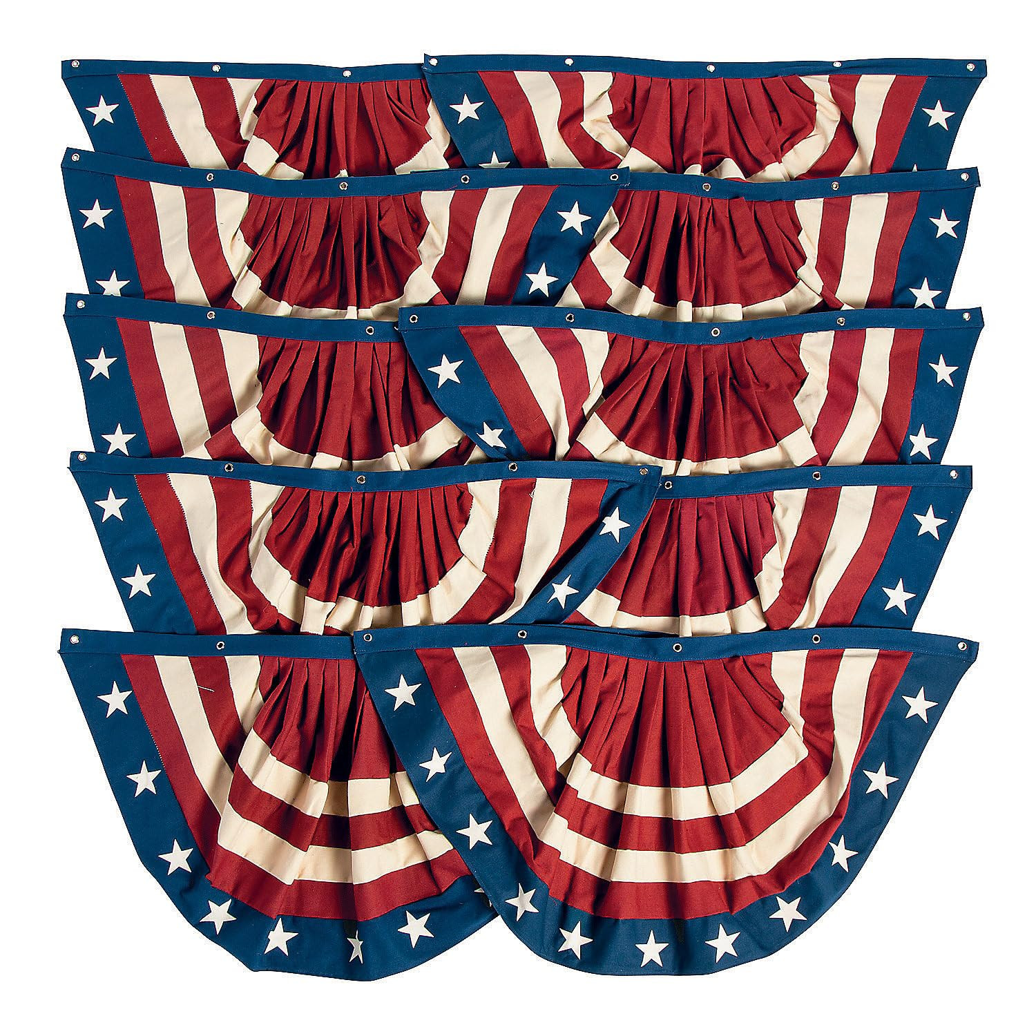 Fun Express 39" x 21" Bulk Vintage Americana Red, White & Blue Cotton Bunting - 10 Pieces - Great... | Amazon (US)