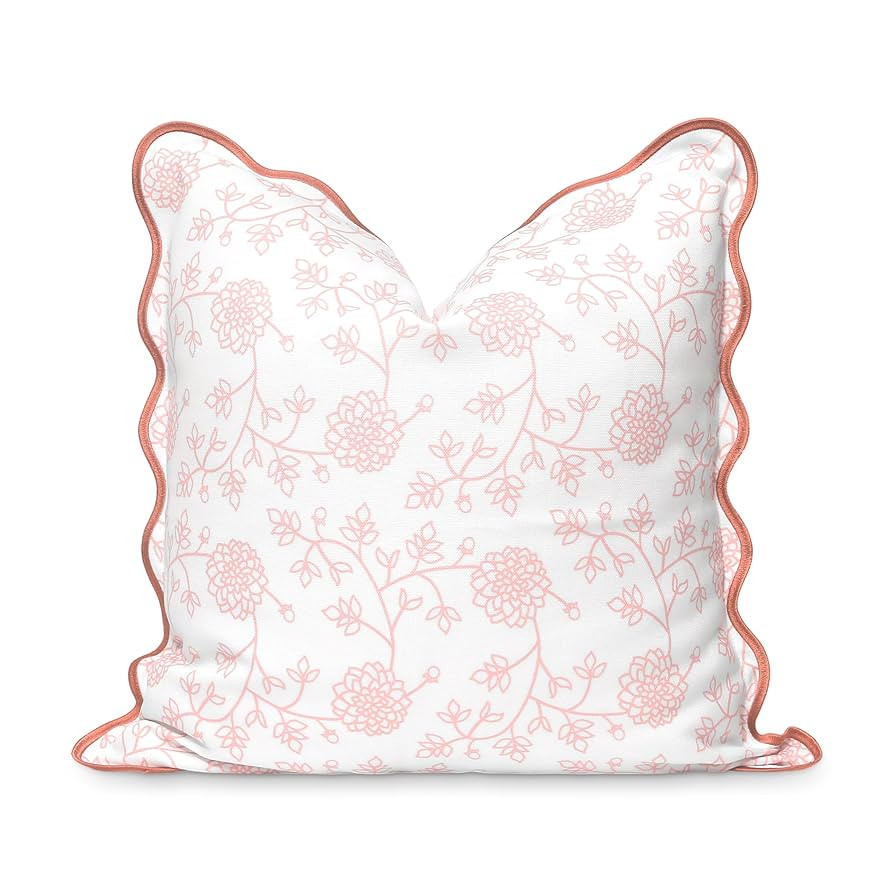 Hofdeco Premium Coastal Patio Indoor Outdoor Scalloped Throw Pillow Cover Only, 20"x20" Water Rep... | Amazon (US)