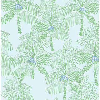 NextWall Palm Beach Baby Blue and Seafoam Tropical 20.5 in. x 18 ft. Peel and Stick Wallpaper NW4... | The Home Depot