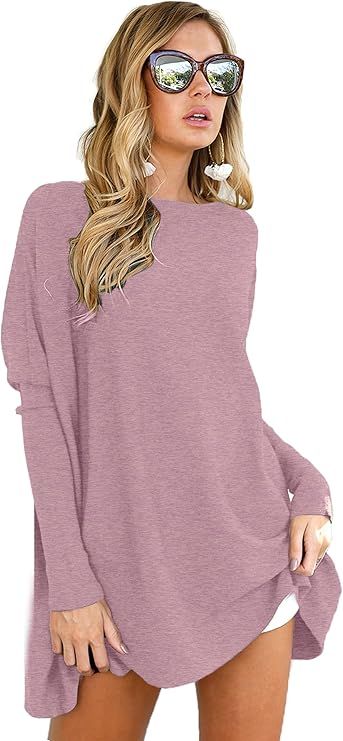 LIYOHON Oversized T Shirts for Women Tunic Tops to Wear with Leggings Long Sleeve Fall Sweaters D... | Amazon (US)