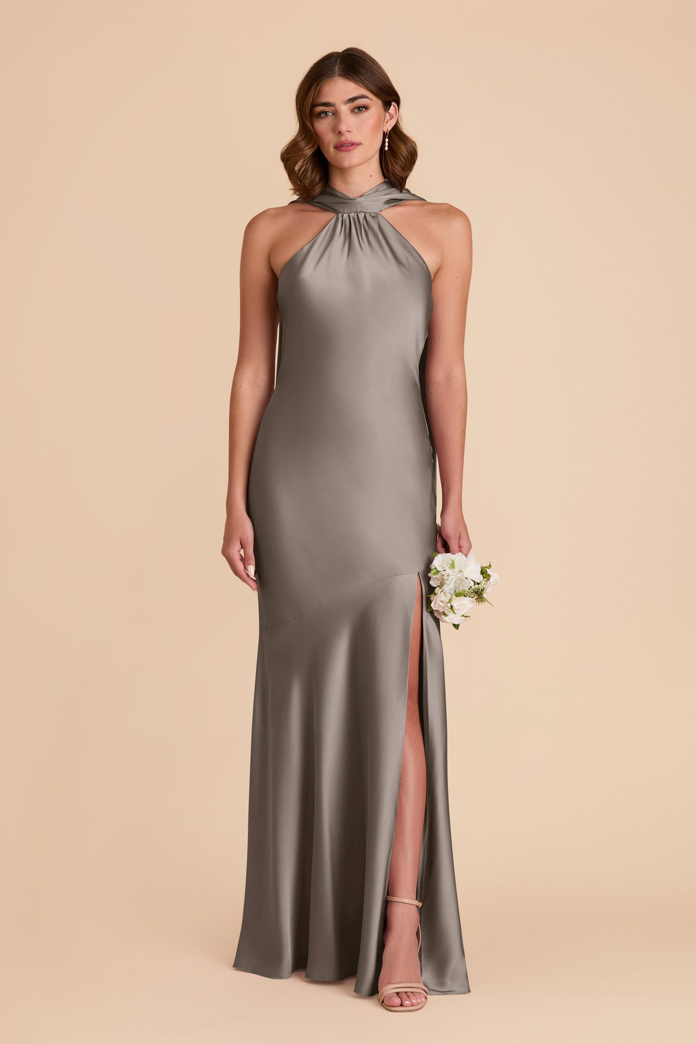 Eileen Quartz Satin Halter Bridesmaid Dress | Birdy Grey | Birdy Grey