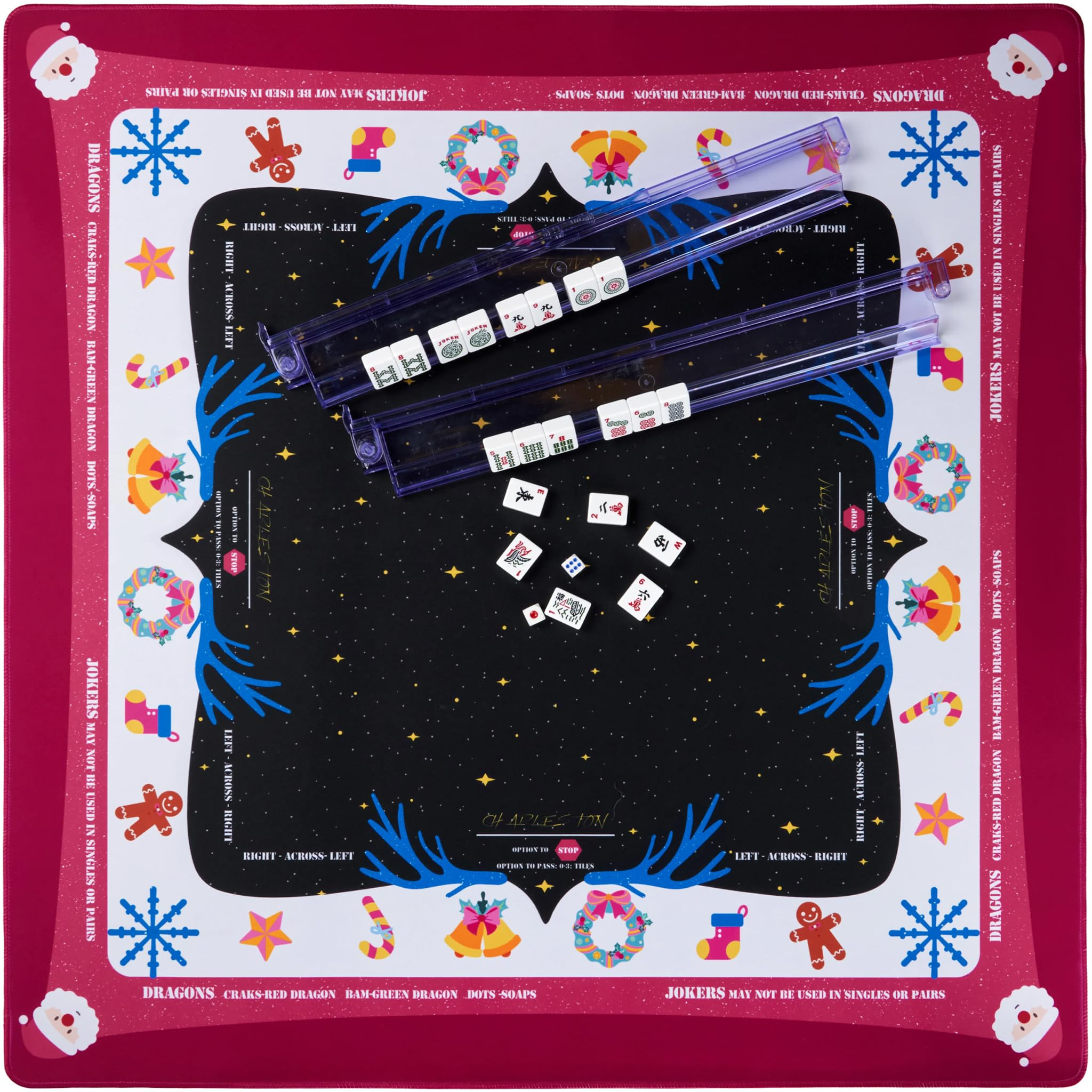 Christmas Mahjong Mat with Crease-Free Tube Packaging | 33x33 Inch Non-Slip Neoprene Game Mat (Christmas A) | Amazon (US)