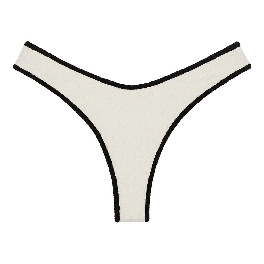 Cream (Black Binded) Terry Rib Lulu Bikini Bottom | Montce