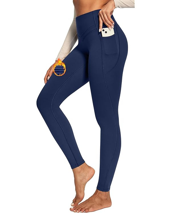 IUGA Compression Fleece Lined Leggings Women No Front Seam Thermal Leggings for Women Tummy Contr... | Amazon (US)