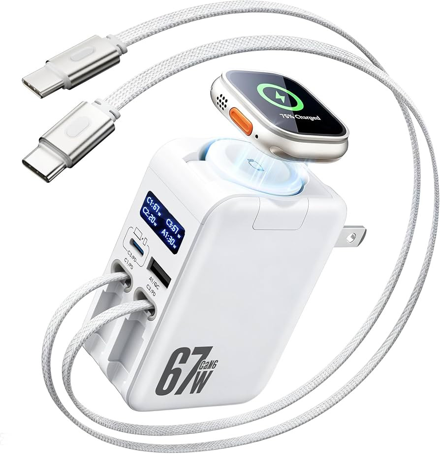 5-in-1 67W Retractable USB-C Wall Charger, for Apple Watch & iPhone & iPad | Amazon (US)