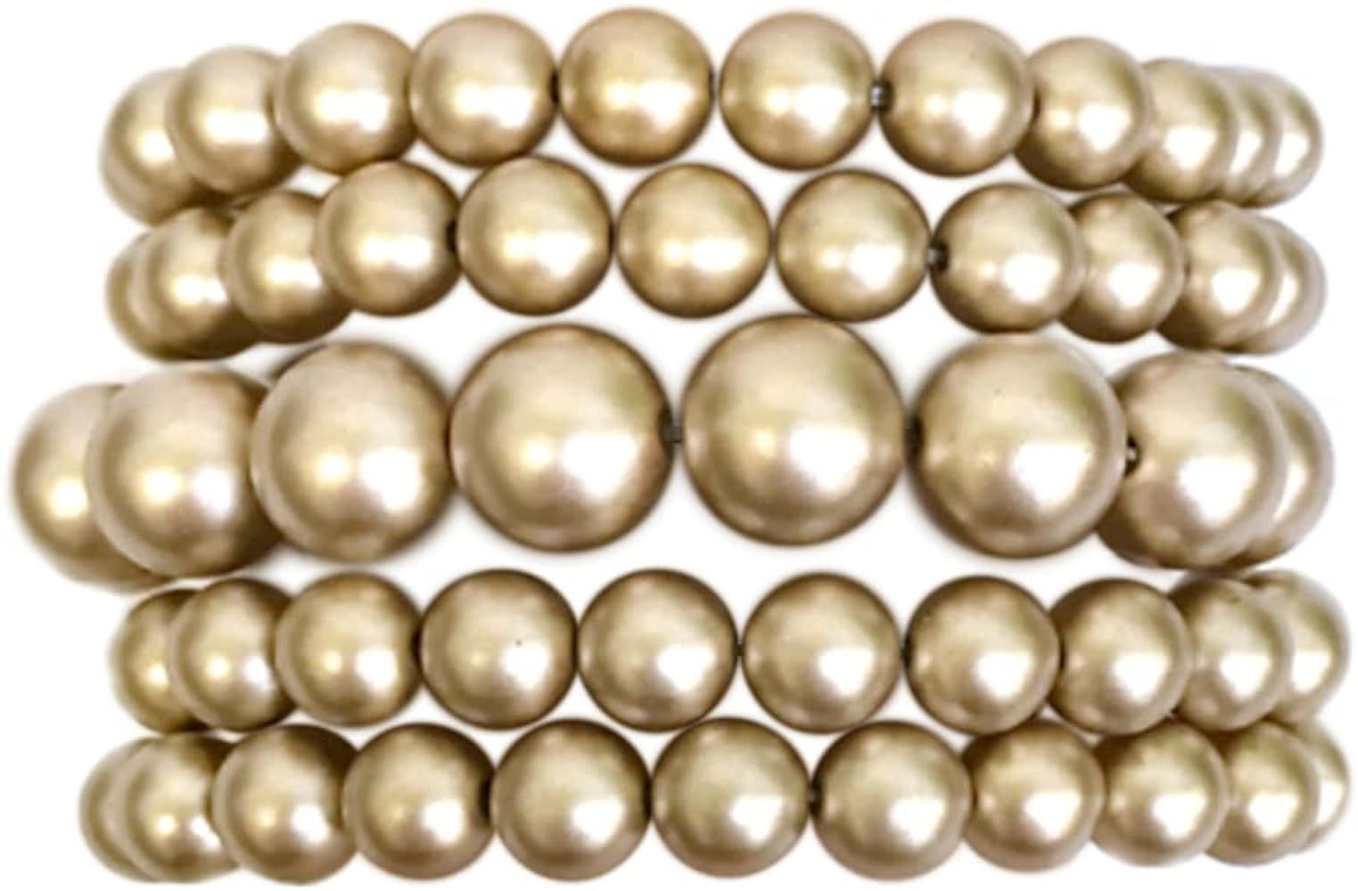 Rosemarie & Jubalee Women's Statement Set of 5 Stacking Pearl Bead Stretch Bracelets, 2.5" | Amazon (US)