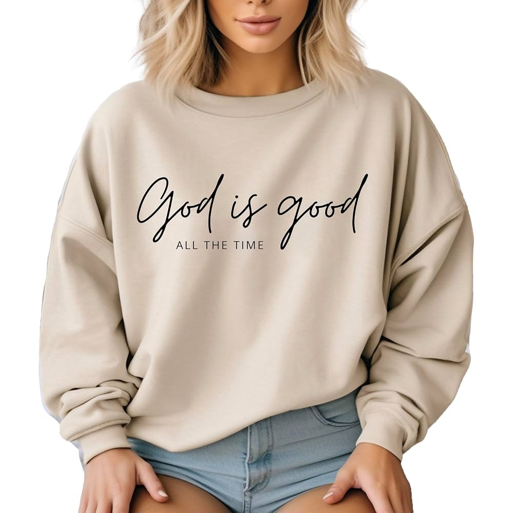 God is Good Christian Bible Sweatshirt Christian Long Sleeve Shirts Jesus Faith Cross Graphic Cas... | Amazon (US)