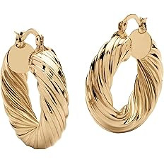 PalmBeach Jewelry Goldtone Twisted Hoop Earrings (38mm) | Amazon (US)