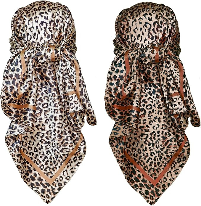 woogwin 2 Pack 35" Satin Silk Like Hair Scarf Bandana Light Head Wraps Neck Face Scarves Cover fo... | Amazon (US)