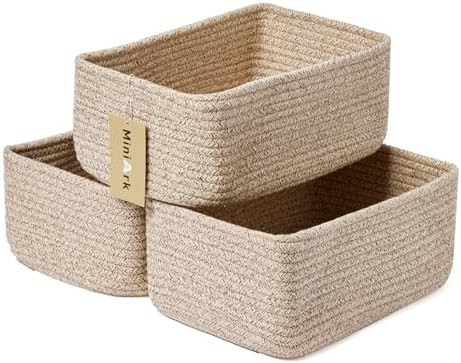 Small Storage Baskets for Organizing | Closet Organizer Bins | Shelf Toy Basket | Woven Rope Bask... | Amazon (US)