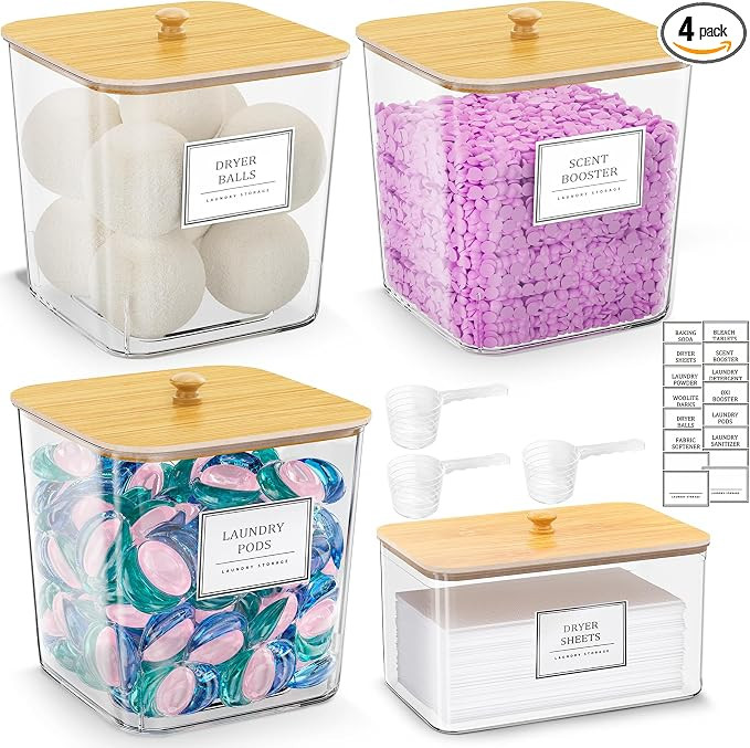 HomePekite Laundry Pods Storage Container, Clear Laundry Room Organization and Storage ,Detergent... | Amazon (US)