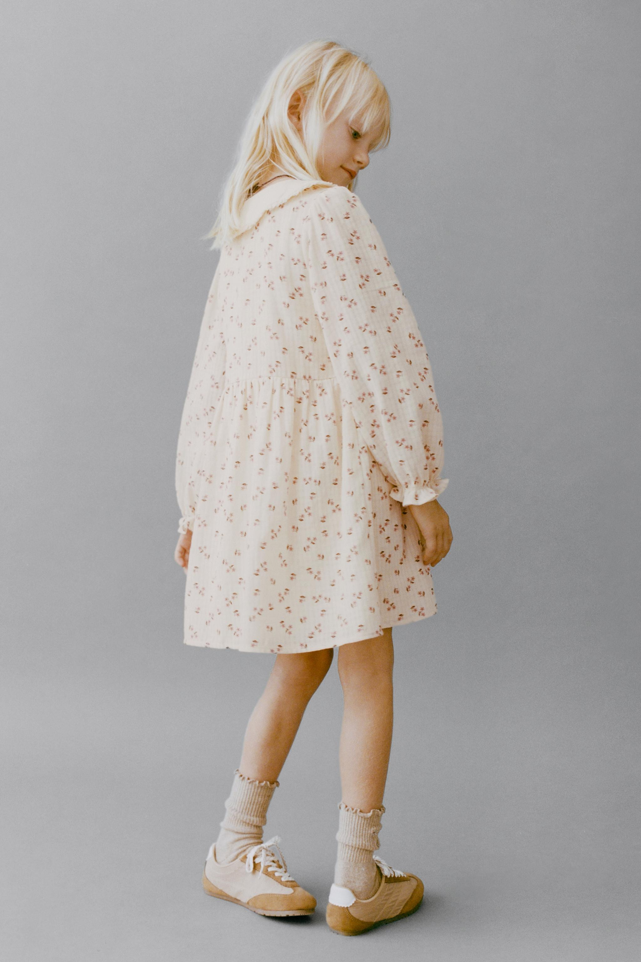 CONTRAST COLLAR FLORAL DRESS | Zara Canada