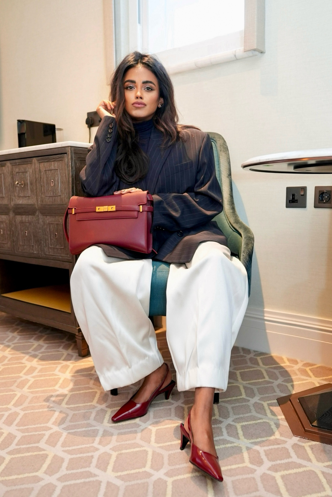 YSL Manhattan bag with Gucci red heels and pinstriped blazer from Cos, winter work outfit 

#LTKworkwear #LTKstyletip #LTKeurope