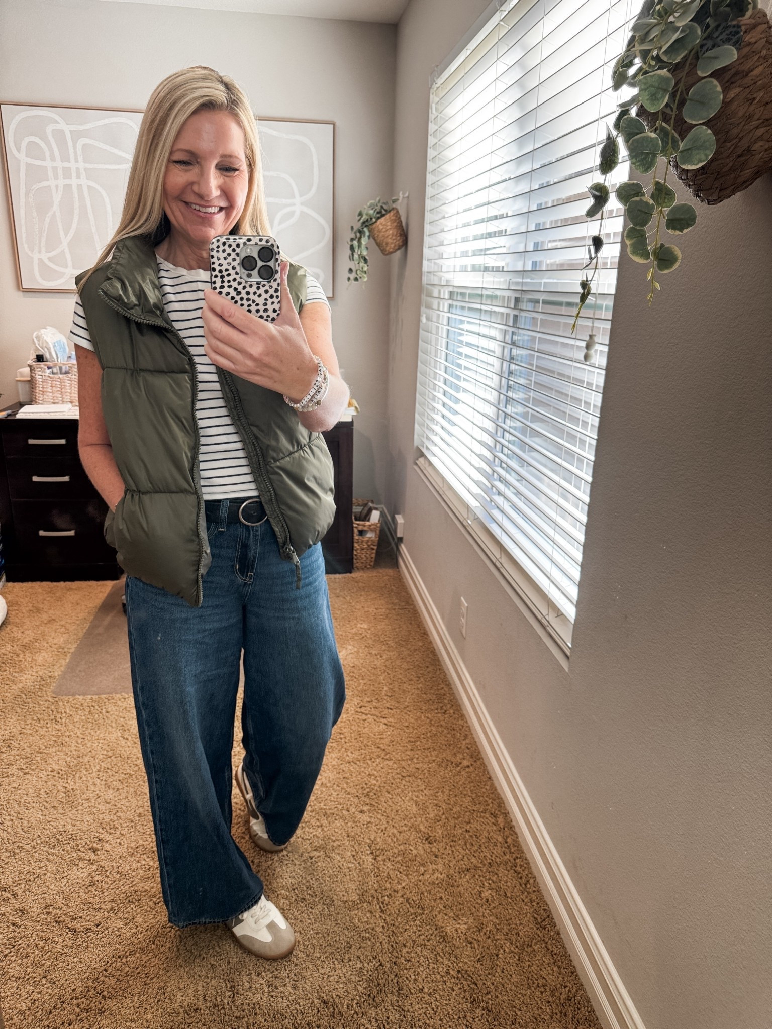 Wednesday OOTD on another warm day. I’m loving these Old Navy baggy wide leg jeans. They are great to dress up or down. 

My baby tee and puffer vest are old but linked current options. 

#LTKootd #LTKOver40 #LTKmomlife