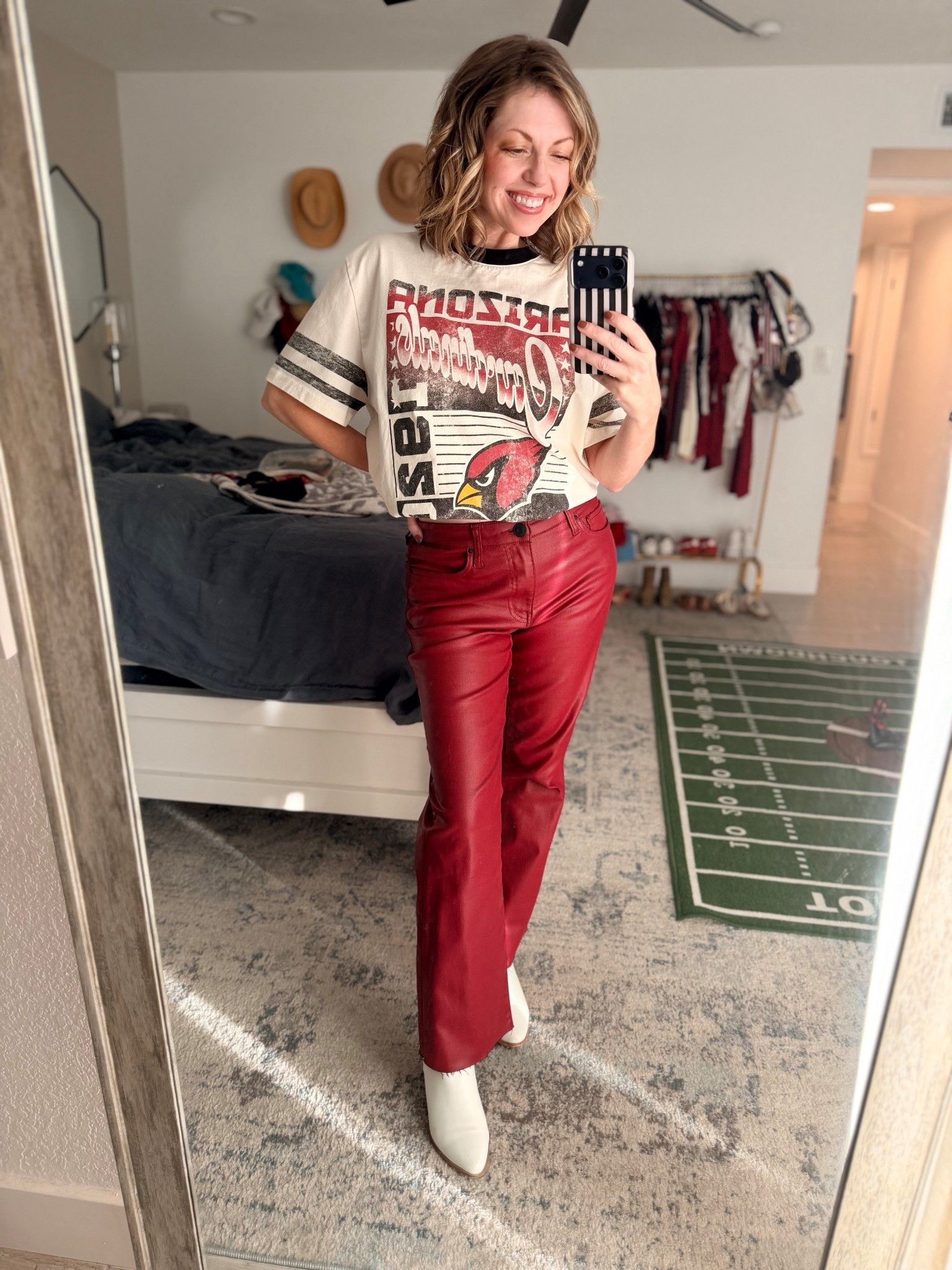 Week 14
Game Day Style
Arizona Cardinals 
.
Shirt is a small (still has the oversized fit) 
Pants are tts 
@azcardinals #gamedaystyle

#LTKootd #LTKPetite #LTKOver40