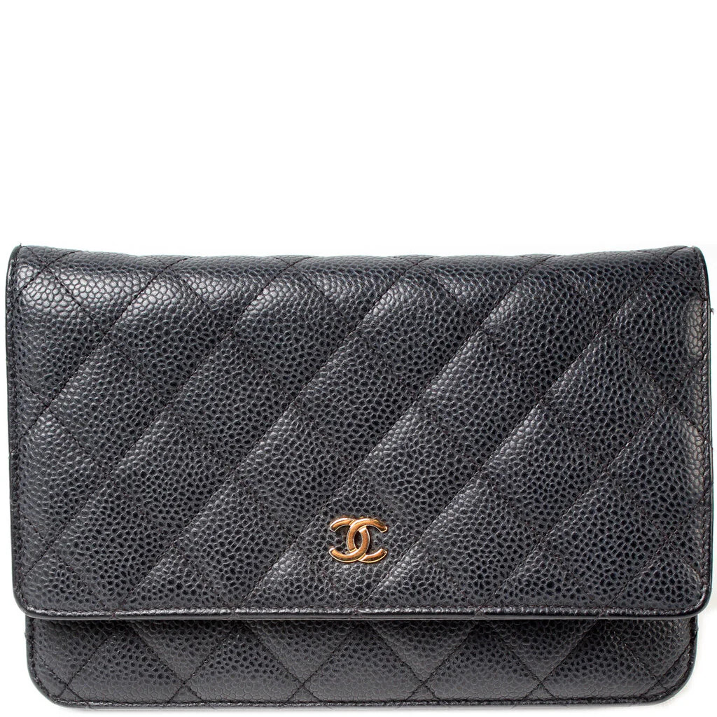 WOC Classic Quilted Caviar | Keeks Designer Handbags