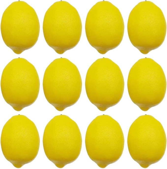 BigOtters Artificial Lemons, 3.7" x 2.5" Big Size Vivid Faux Lemon Plastic Fake Yellow Lemons for... | Amazon (US)