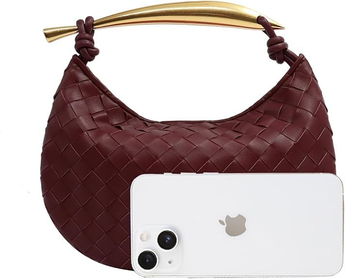 FEOFFS Woven Leather Hobe Dumpling Bag Dinner Handbag For Women Purse Hobo Bag Knotted Woven Clut... | Amazon (US)