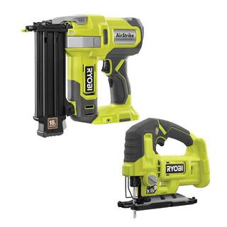 RYOBI ONE+ 18V 18-Gauge Cordless AirStrike Brad Nailer with Cordless Jig Saw P321-PCL525B - The H... | The Home Depot