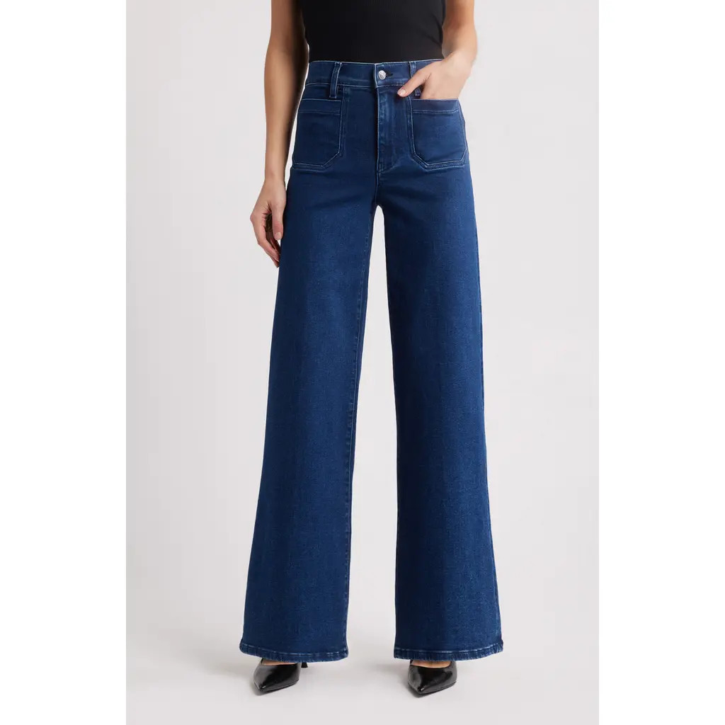 FRAME Le Slim Palazzo Patch Pocket High Waist Wide Leg Jeans in Loner at Nordstrom Rack, Size 33 | Nordstrom Rack
