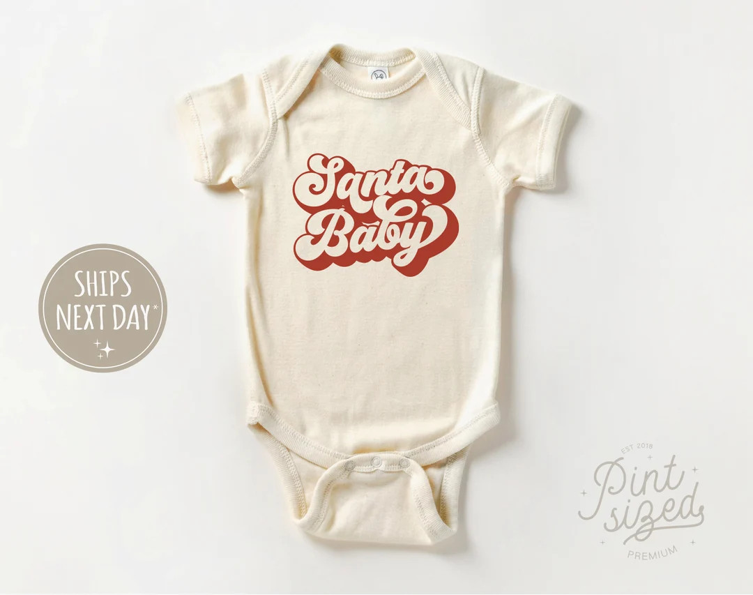 Santa Baby Onesie® - Retro Christmas Bodysuit - Holiday Natural Baby Onesie® | Etsy (US)