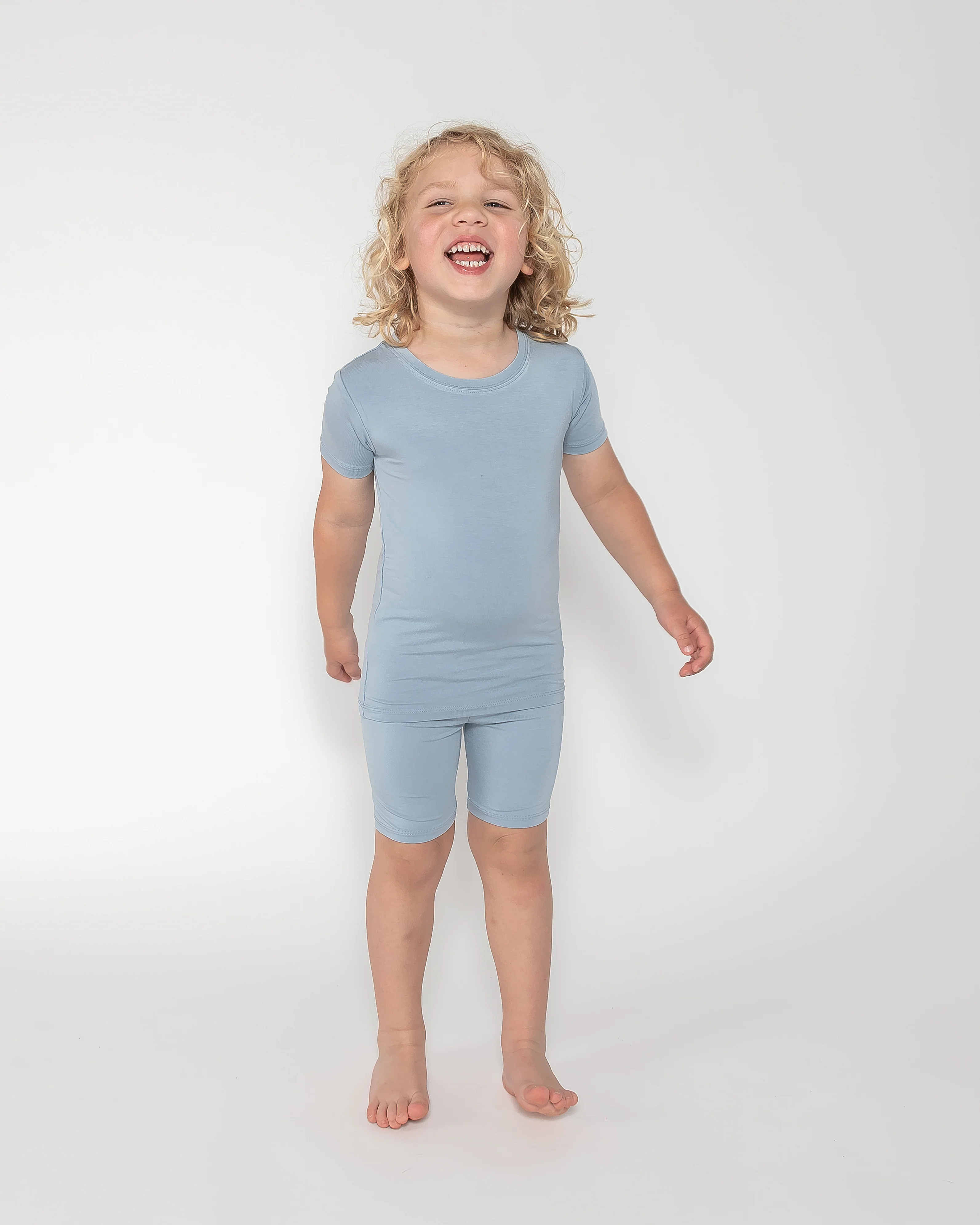 Kids Short PJ Set - Dusty Blue | Sunset Snuggles