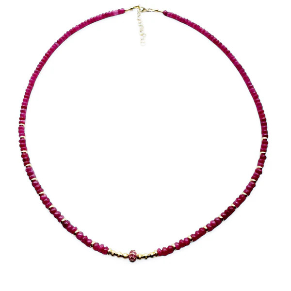 14K GOLD RUBY NECKLACE WITH RUBY FOCAL BEAD – SHAKTI | Shakti Jewelry