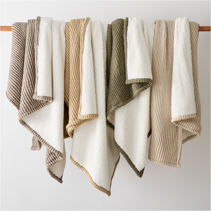 Rib Knit Sherpa Throw | West Elm (US)