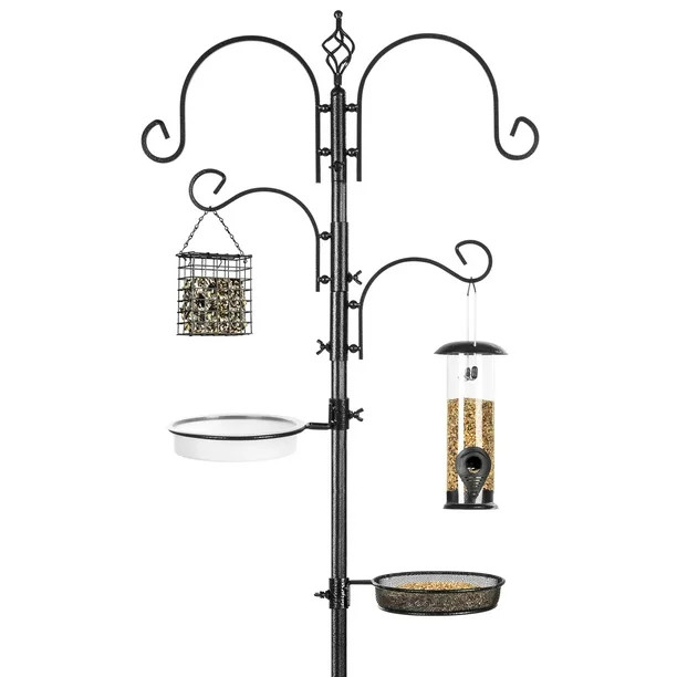 Best Choice Products 91in 4-Hook Bird Feeding Station, Steel Multi-Feeder Stand w/ 2 Feeders, Tra... | Walmart (US)