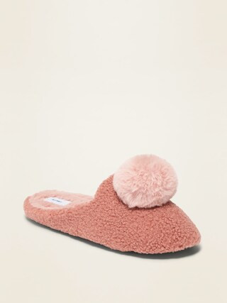 Sherpa Pom-Pom Slippers for Women | Old Navy (US)
